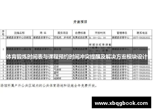 体育锻炼时间表与课程预约时间冲突提醒及解决方案模块设计